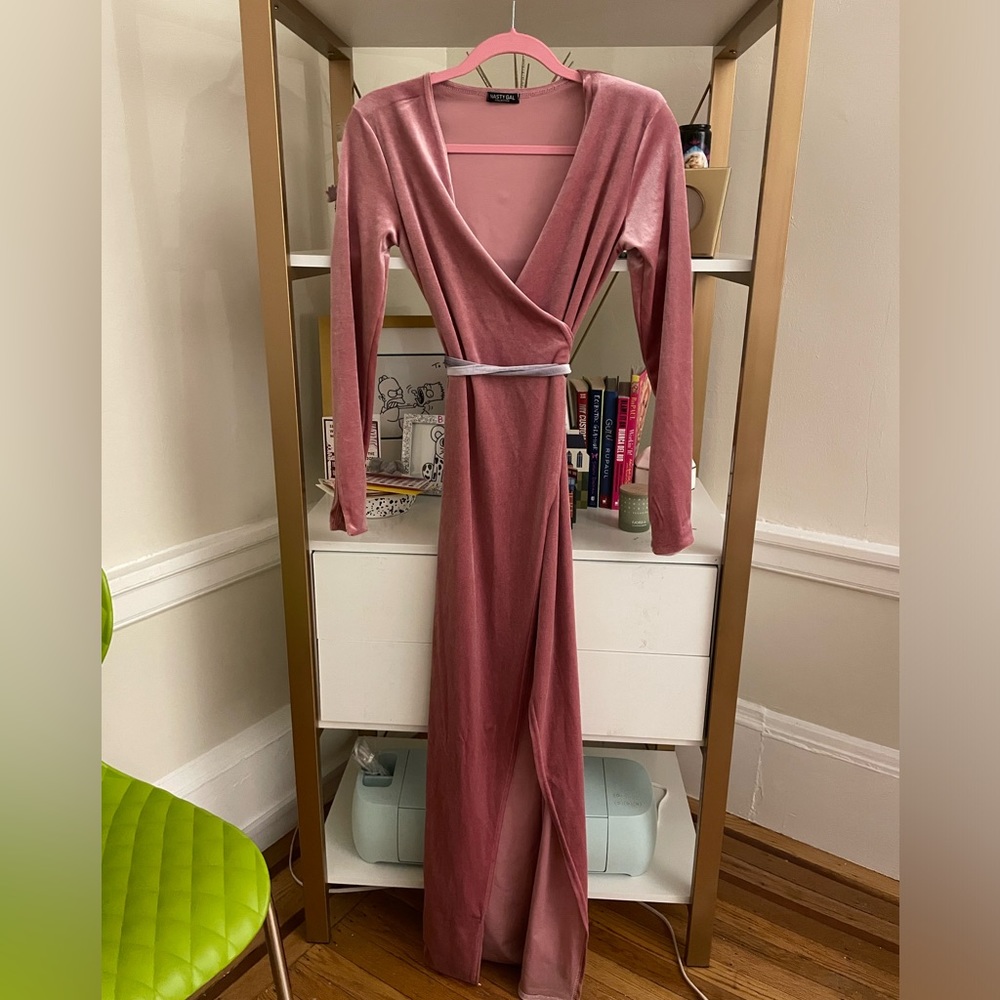 Nasty Gal velvet wrap dress